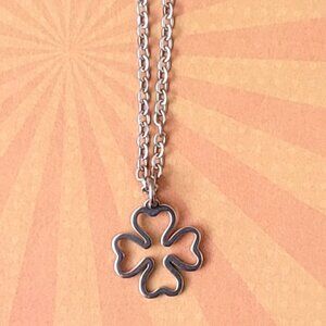 Four Leaf CLOVER Stainless Steel Charm Chain Necklace 18" IRISH Good Luck